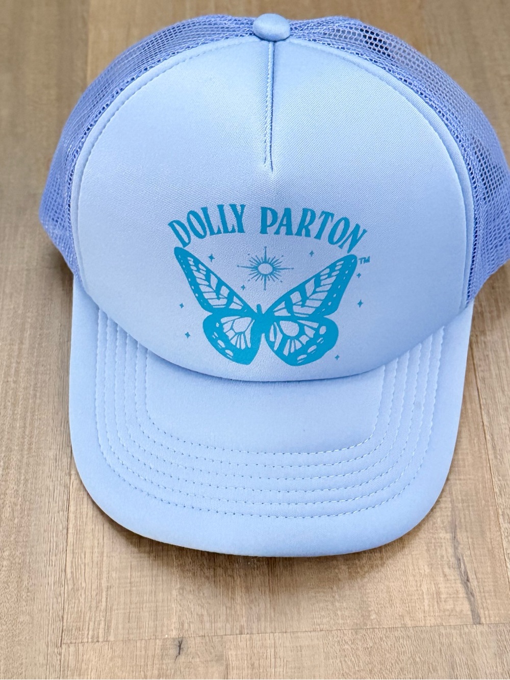 Dolly Parton Light Periwinkle Blue Butterfly Adjustable Trucker Women’s Hat